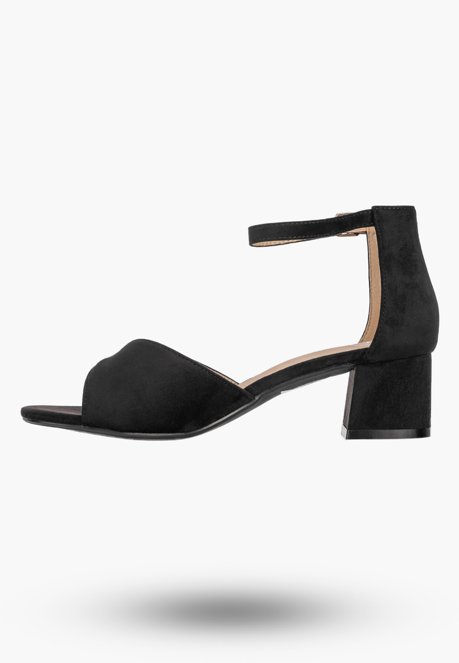 Sandały Damskie Buty Eleganckie Na Słupku Skórzana Wkładka Czarne FILIPPO