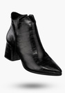 Buty Damskie Botki Ekoskóra Ocieplane Na Klocku Na Zimę Czarne RMR2025-3