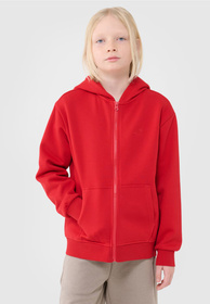 Bluza Chłopięca 4F Z Kapturem Rozpinana Czerwona 4FJWSS25TSWSM1851