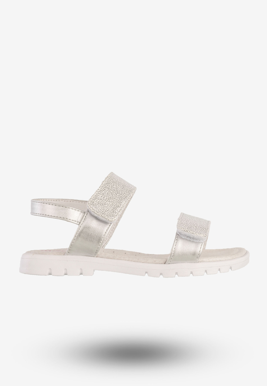 Sandały Dziecięce Ekoskóra Buty Na Rzepy Eleganckie Srebrne MissE 21DZ23-3901