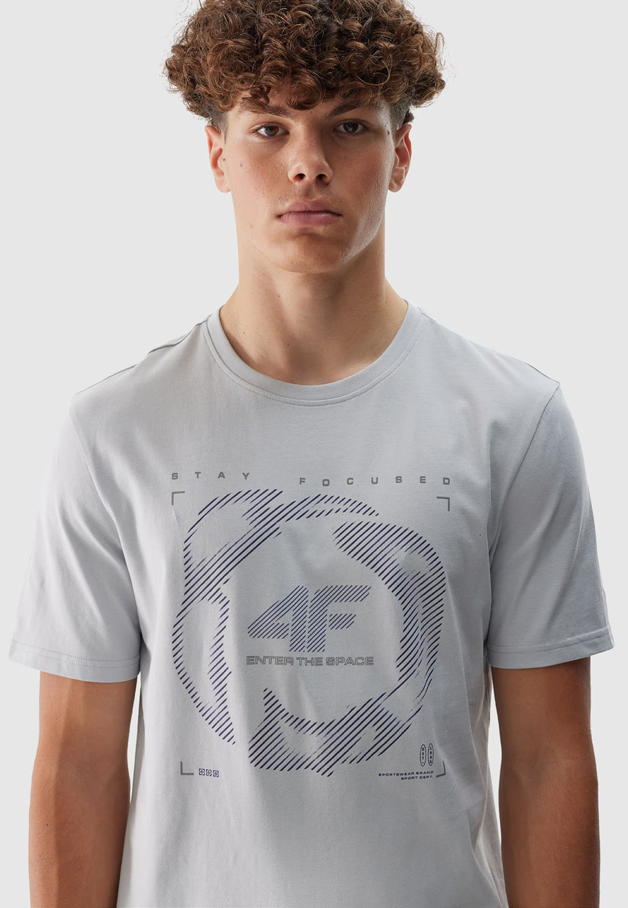 Koszulka Męska 4F Sportowy T-shirt Szary Regular 4FWAW24TTSHM1587