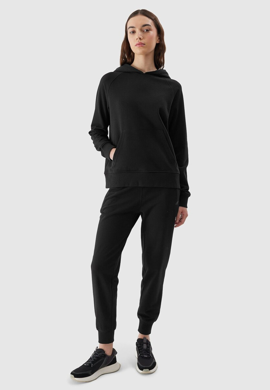 Bluza Damska 4F Sportowa Dresowa Nierozpinana Z Kapturem Czarna 4FWSS24TSWSF0955