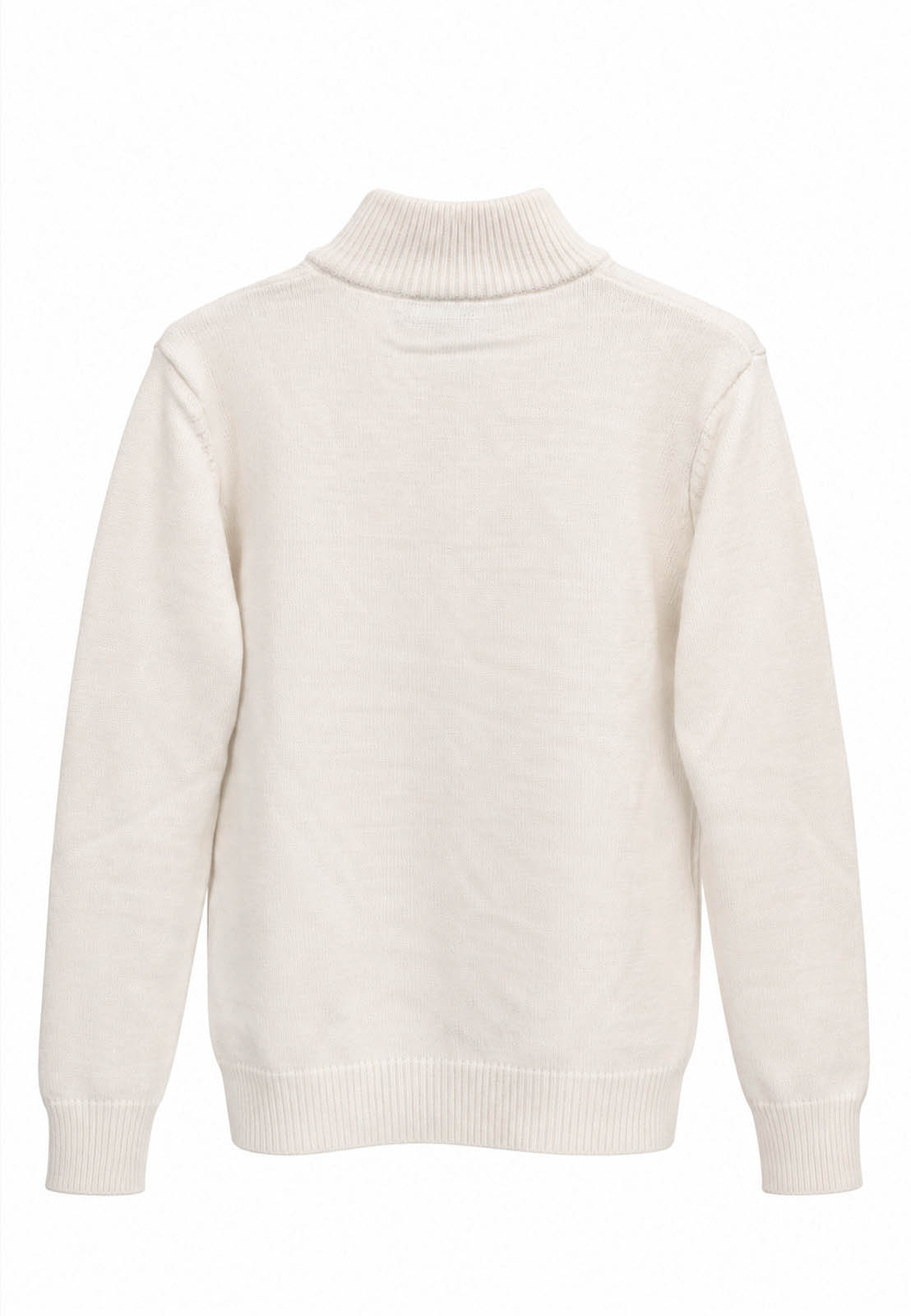 Sweter męski biały półgolf na półzamek delikatnie grubszy casual