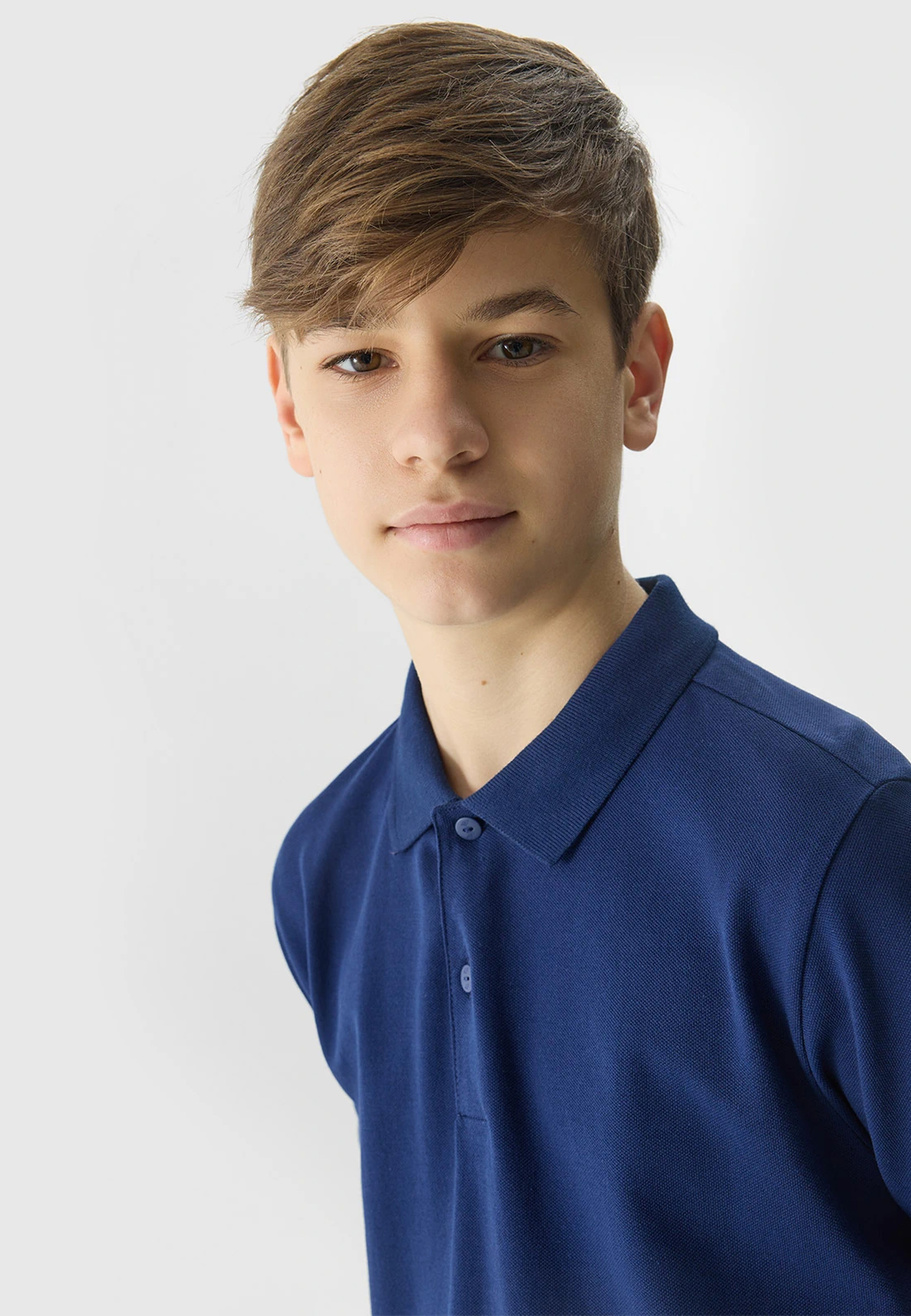 Koszulka Chłopięca 4F T-shirt polo granatowy regular 4FJWSS24TPTSM124