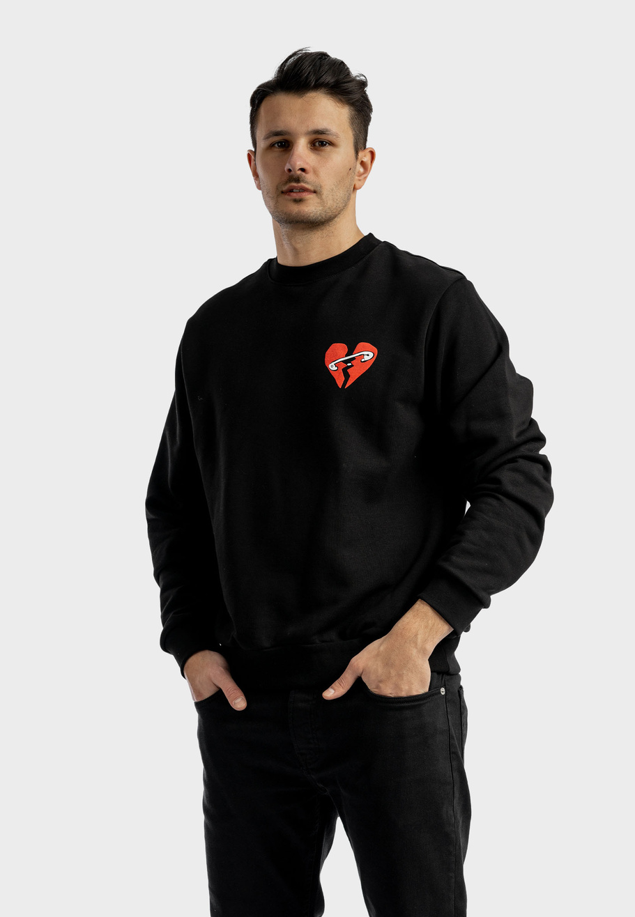 Bluza Męska Oversize Czarna Bawełniana z nadrukiem Saint