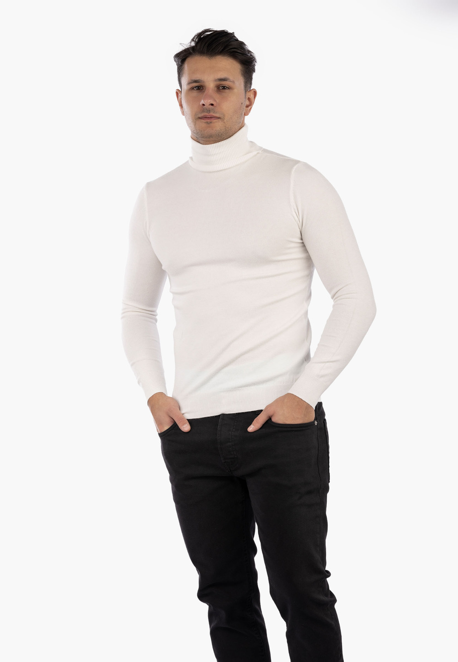 Golf Męski Elegancki Sweter Klasyczny Śmietanowy G-S-1-2024