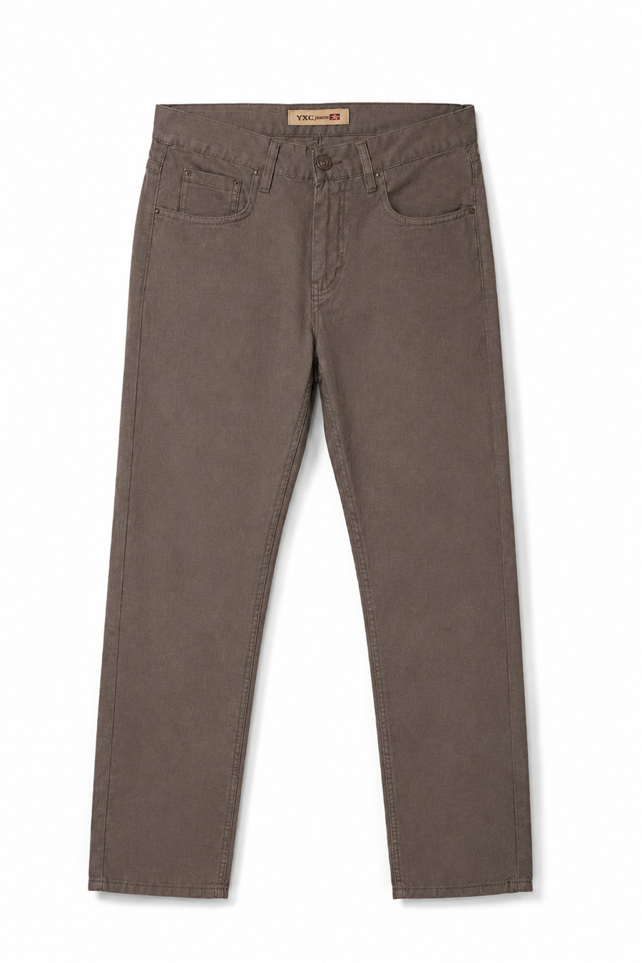 Spodnie Męskie Bawełniane Casual Chinos Proste Brązowe Taupe