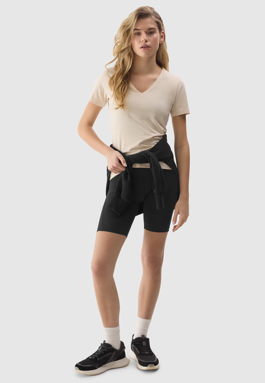 Koszulka Damska 4F Beżowy T-shirt Basic 4FWSS24TTSHF1359