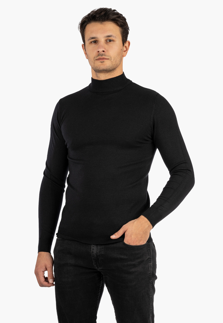 Półgolf Męski Slim Fit Czarny
