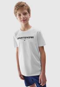 Koszulka Chłopięca 4F T-shirt Logo Biała regular 4FJWSS24TTSHM1114