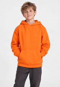 Bluza Chłopięca 4F Sportowa Bawełniana Z Kapturem Kangurka Pomarańczowa 4FJWSS26TSWSM2325