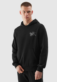 Bluza Męska 4F Z Kapturem Nieocieplana Sportowa Kangurka Czarna 4FRSS24TSWSM1615