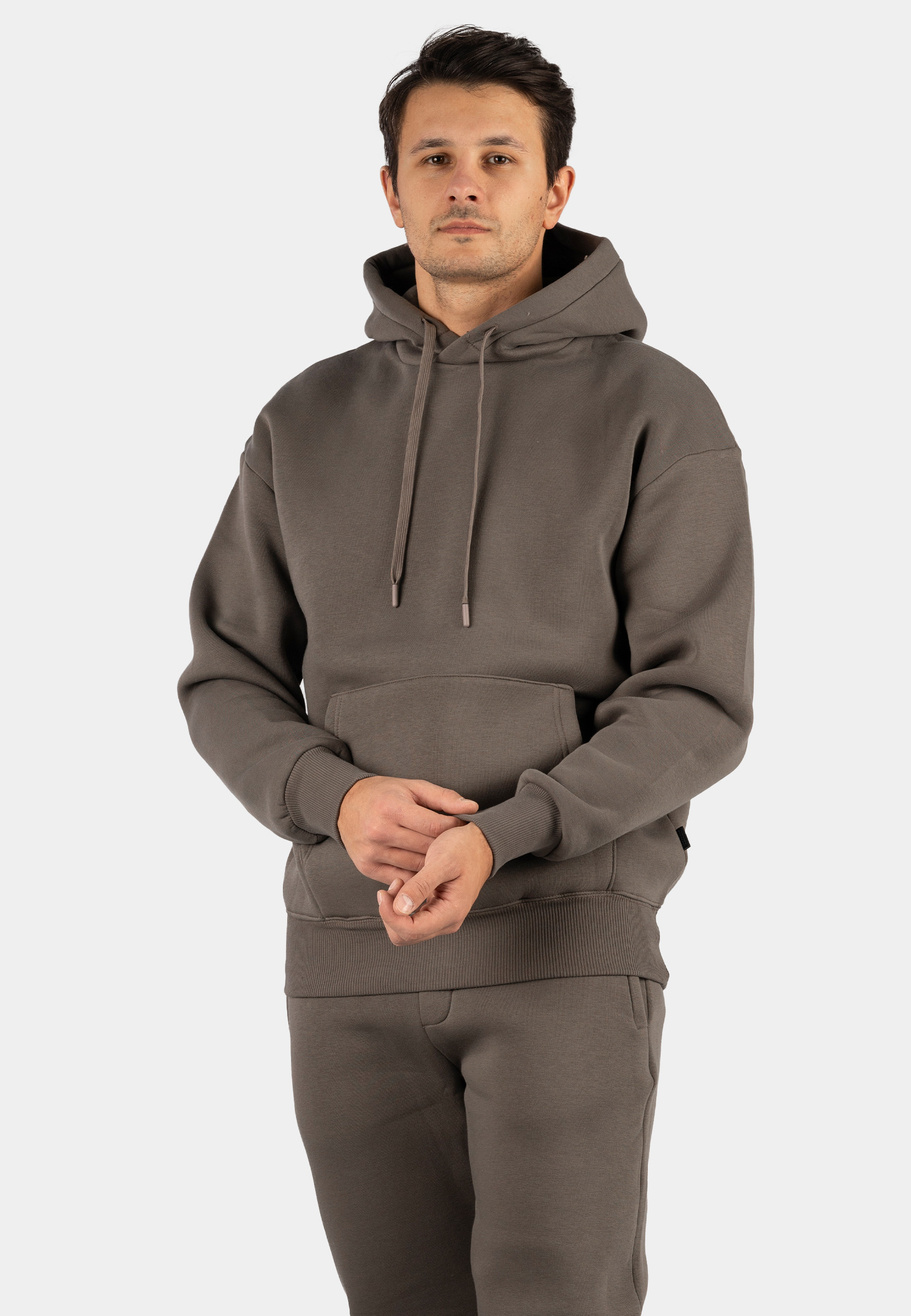 Komplet Dresowy Męski Ocieplany Bluza z kapturem Dresy Basic Khaki