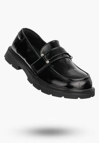 Mokasyny Dziewczęce Ekoskóra Półbuty Wsuwane Buty Eleganckie Czarne APAWWA M552