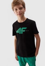 Koszulka Chłopięca 4F T-shirt Logo czarny regular 4FJWSS24TTSHM1113