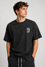 Komplet Męski T-Shirt Szorty Dresowe Casual Letni Zestaw Bawełniany Czarny