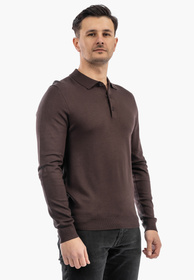 Sweter Męski Z Guzikami Elegancki Wiskoza Dopasowany Brązowy