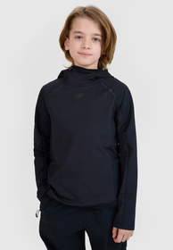 Bluza Dziecięca 4F Trekkingowa Sportowa Nierozpinana Z Kapturem Czarna 4FJWSS25TFSWU535