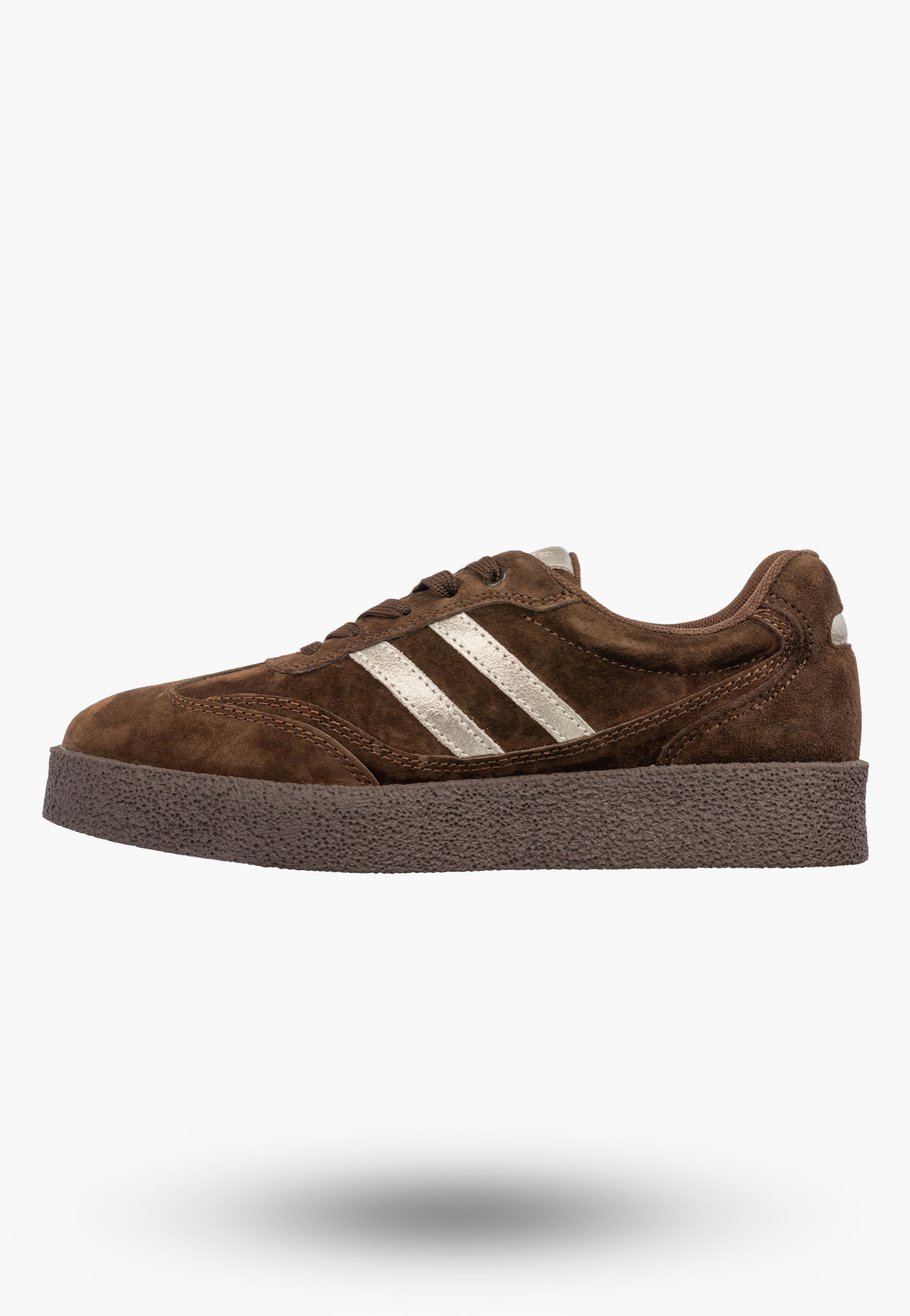 Sneakersy Damskie Skórzane Buty Sportowe Półbuty Brązowe D&A
