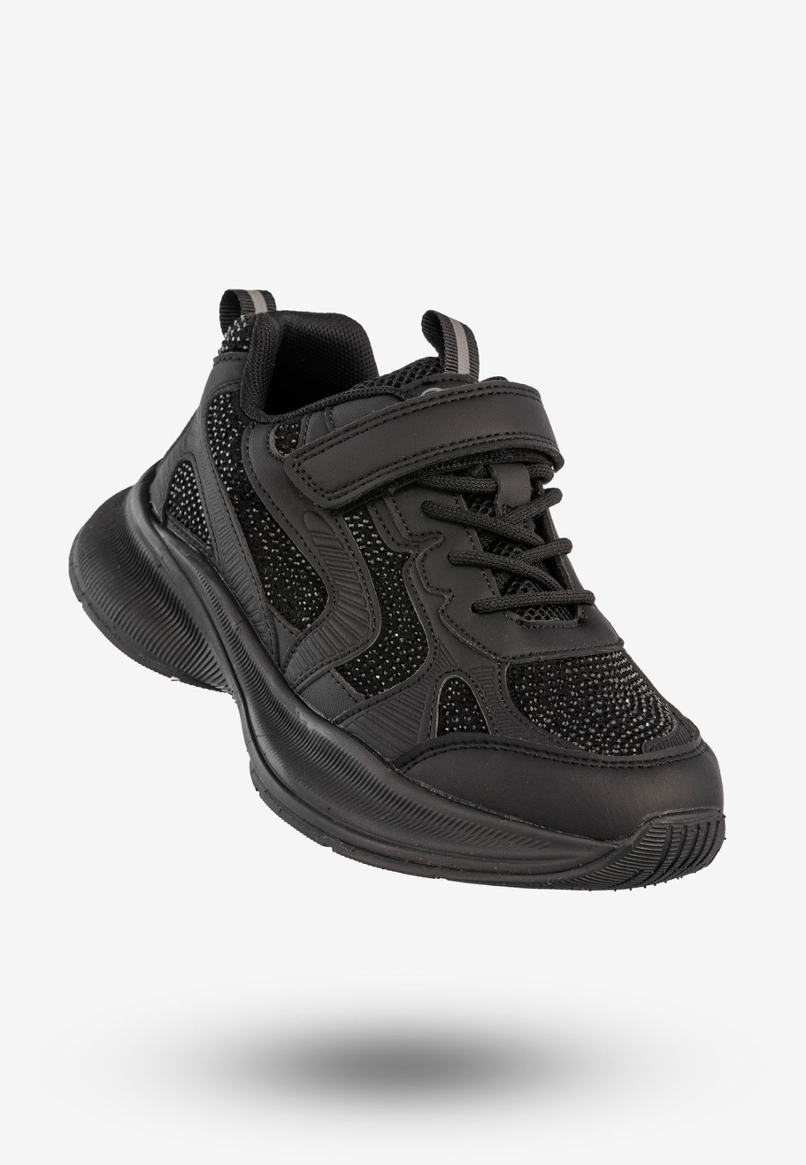 Sneakersy Dziecięce Ekoskóra Buty Sportowe Na Rzepy Półbuty Czarne Apawwa G1815P
