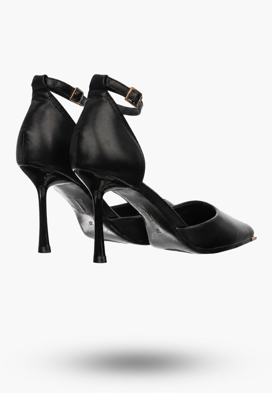 Szpilki Damskie Ekoskóra Buty Na Szpilce Z Paskiem Eleganckie Czarne