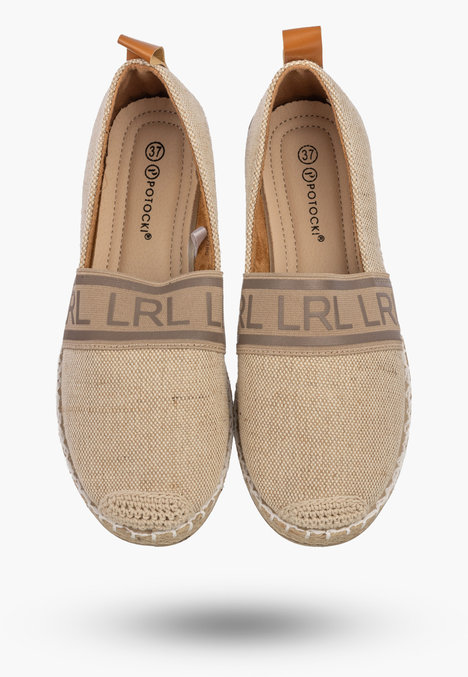 Espadryle Damskie Materiałowe Buty Wsuwane Lekkie Casual Beżowe