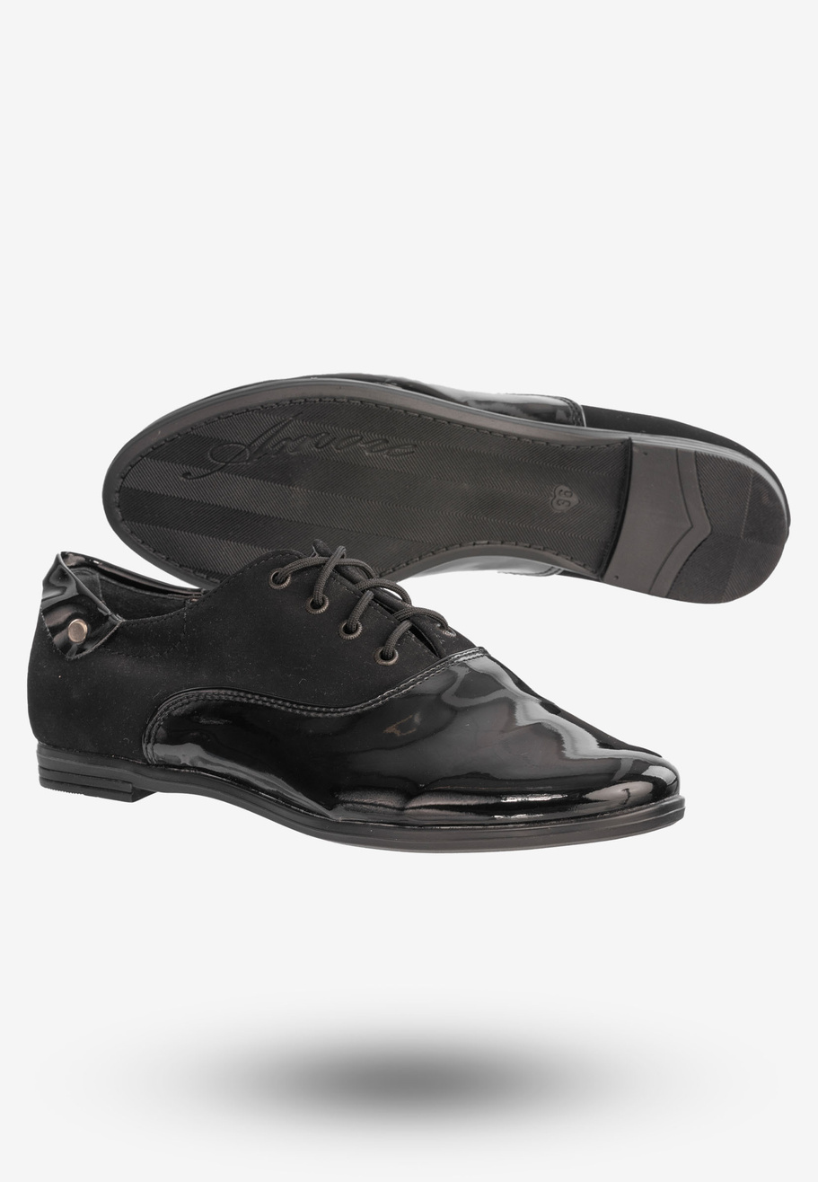Półbuty Damskie Buty Eleganckie Ze Skóry Ekologicznej Czarne 126/250