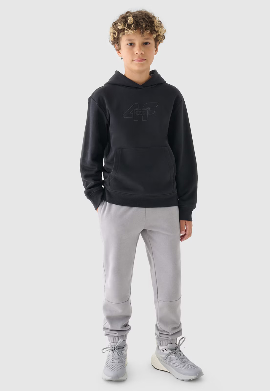 Bluza Chłopięca 4F Z Kapturem Logo Czarna 4FJRAW24TSWSM1828