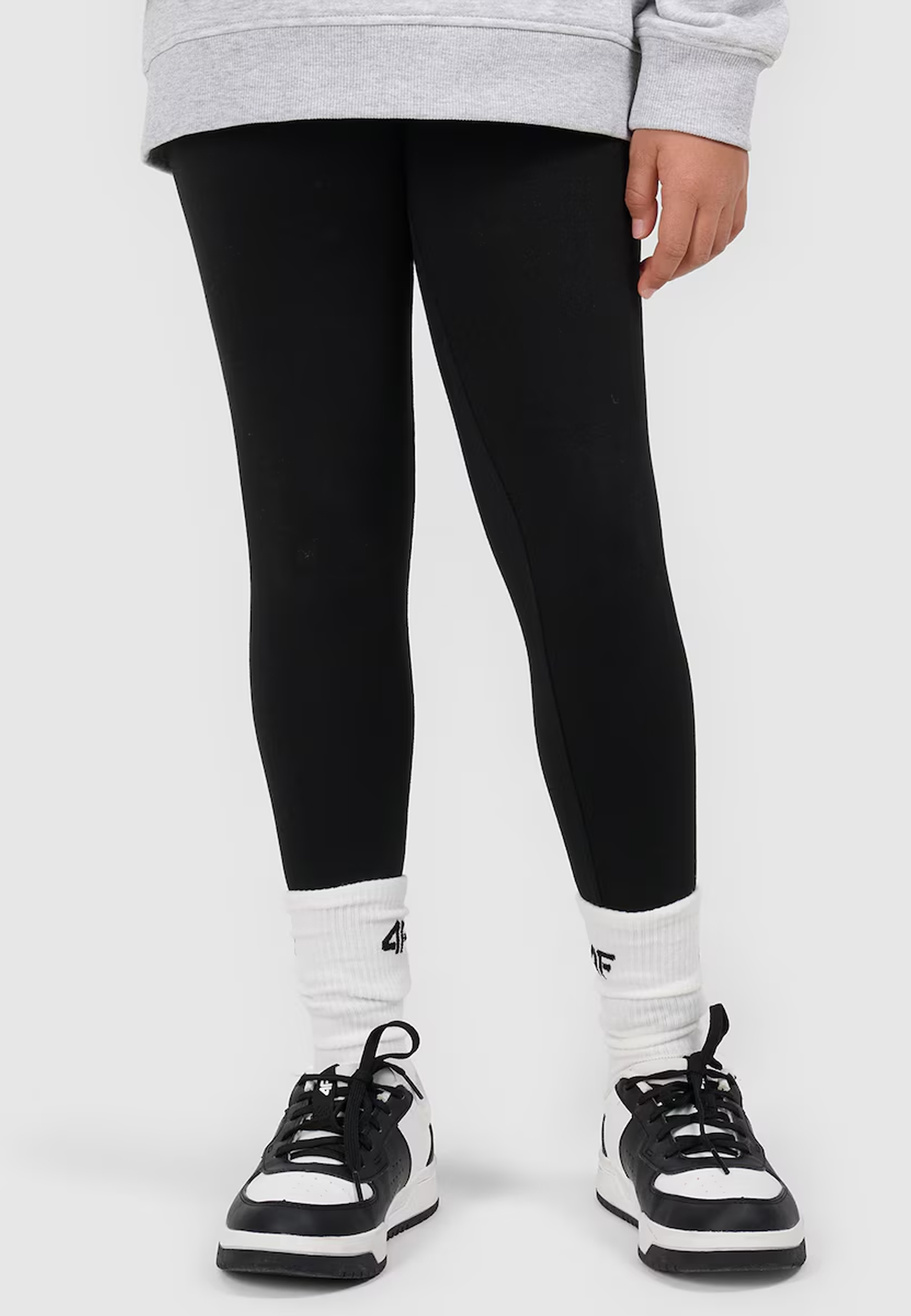 Legginsy Dziewczęce Spodnie 4F Dzianinowe Czarne 4FJWSS26TTIGF284