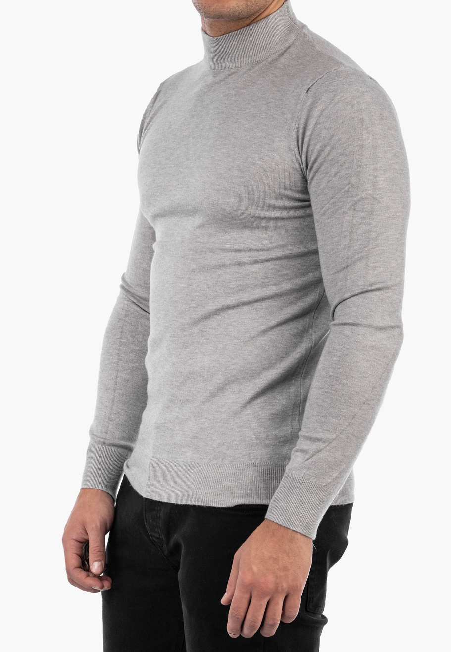 Półgolf Męski Elegancki Sweter Klasyczny Szary PG-S-1-2024