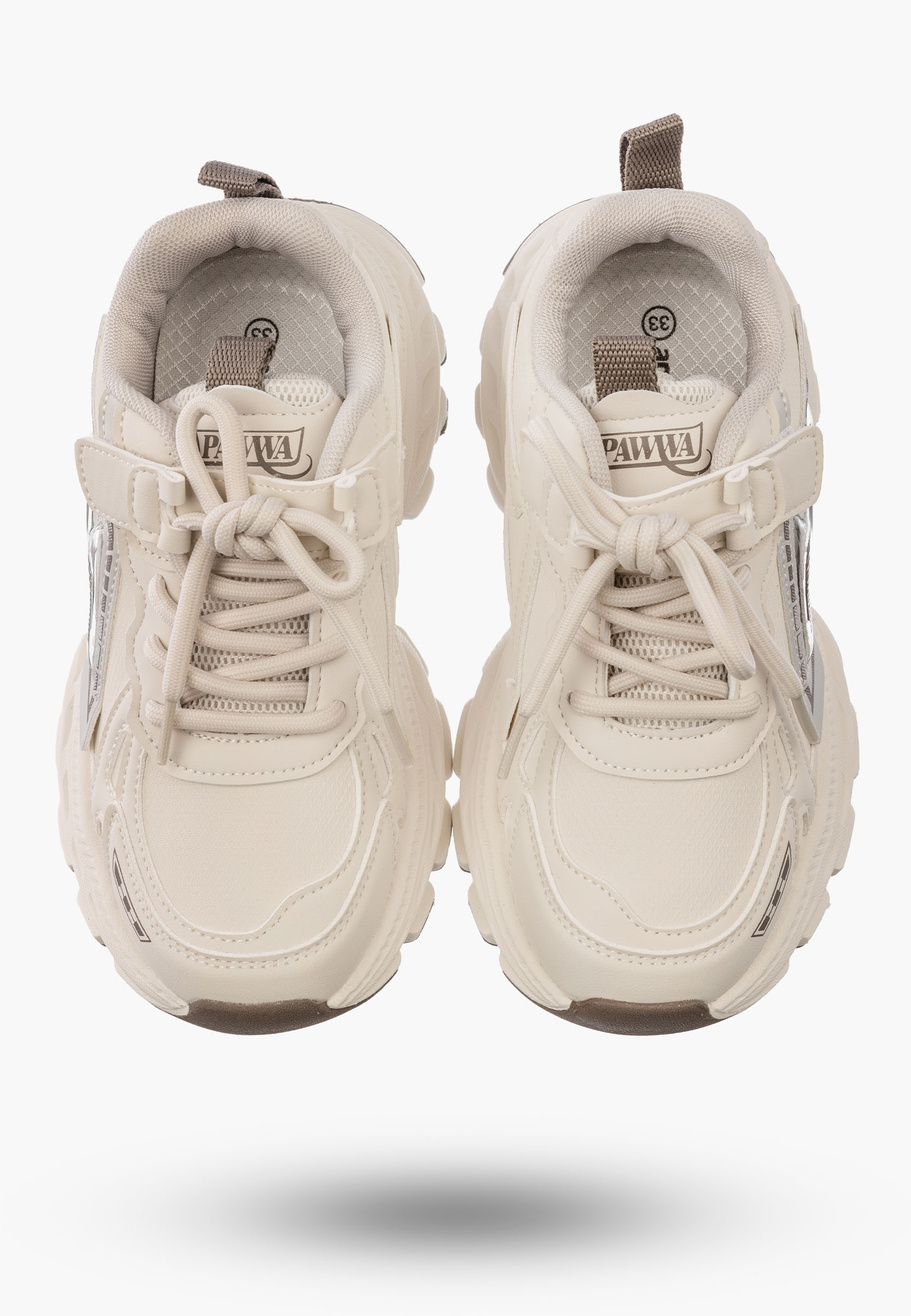 Sneakersy Dziecięce APAWWA Buty Sportowe Na Rzepy Modne Beżowe