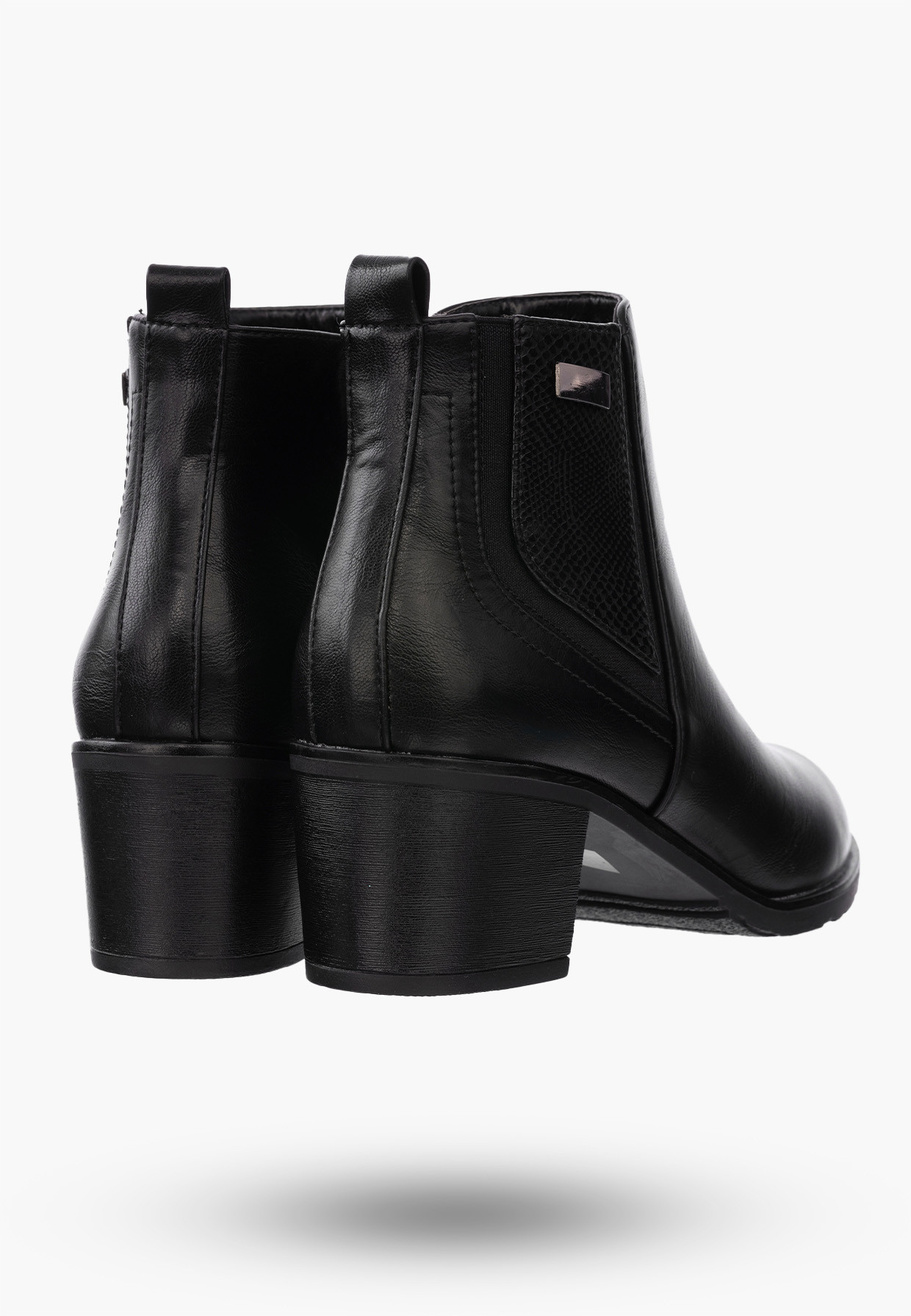 Botki Damskie Buty ze Skóry Ekologicznej Ocieplane Czarne Eleganckie Na Zimę ASA128-2