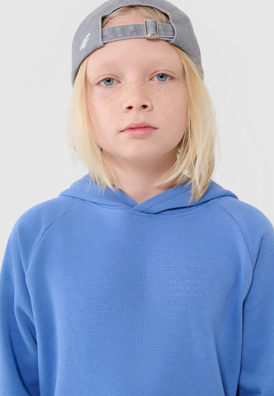 Bluza Chłopięca 4F Niebieska z Kapturem Oversize 4FJWSS25TSWSM1712