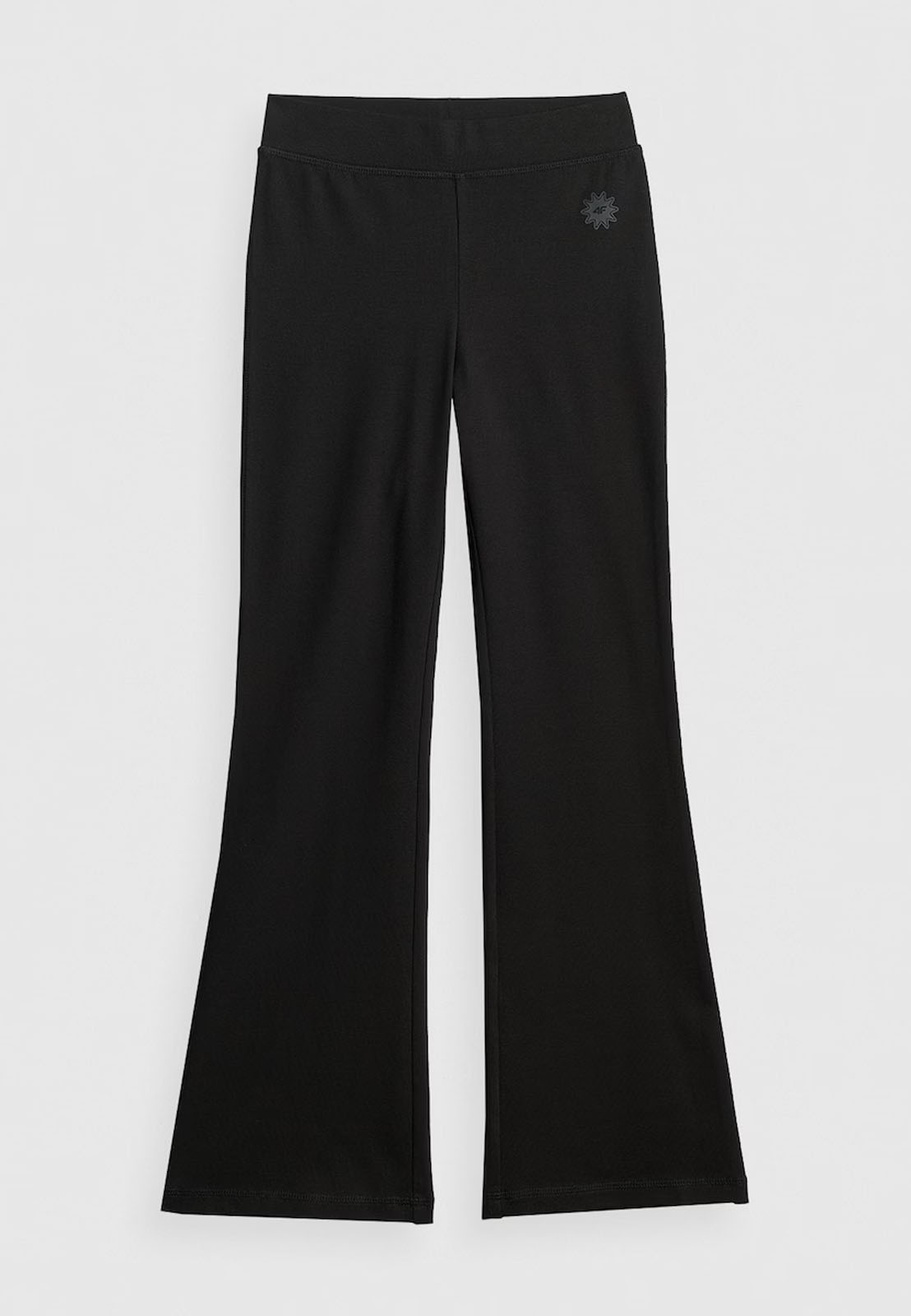 Legginsy Dziewczęce 4F Slim Dzwony Bawełniane Czarne 4FJRSS26TTIGF326