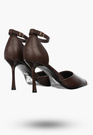 Szpilki Damskie Ekoskóra Buty Na Szpilce Z Paskiem Eleganckie Brązowe
