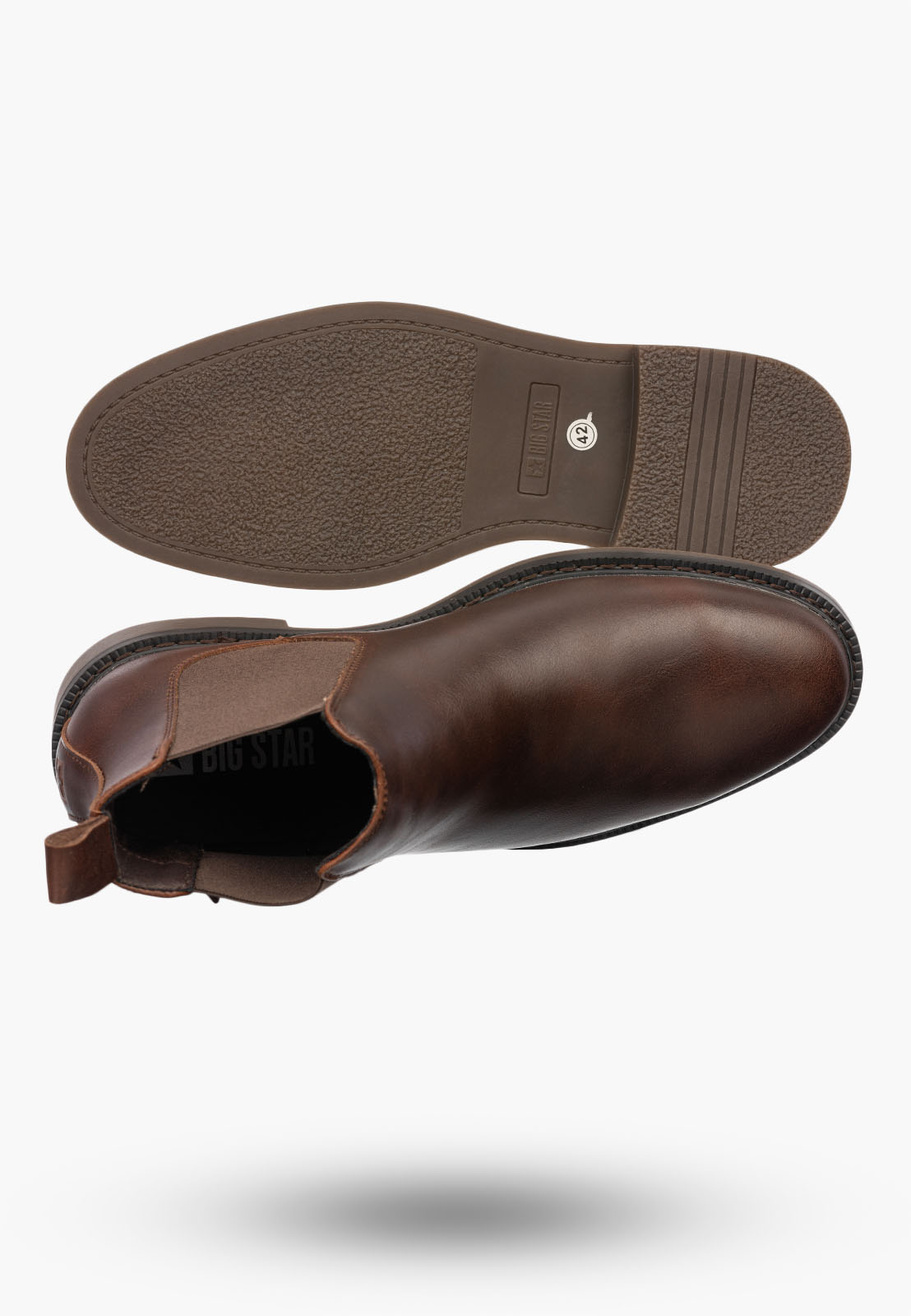 Sztyblety Męskie BIG STAR Buty Skórzane Klasyczne Brązowe UU174279