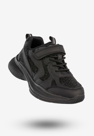 Sneakersy Dziecięce Ekoskóra Buty Sportowe Na Rzepy Półbuty Czarne Apawwa G1815P