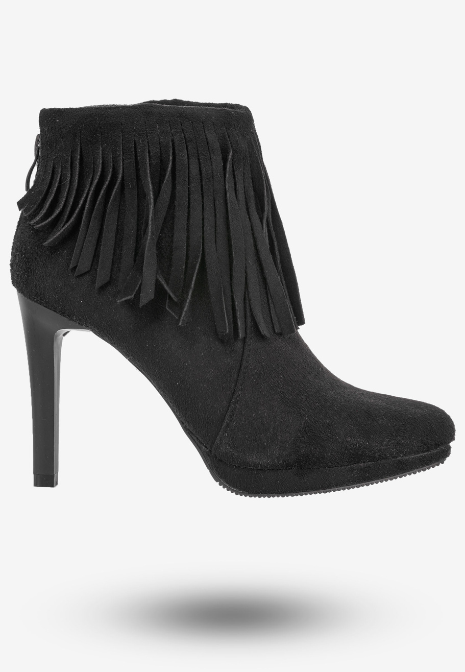 Botki Damskie Ekoskóra Buty Na Obcasie Zimowe Sergio Leone Czarne 44675