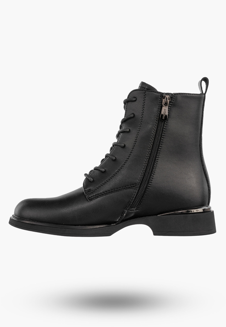 Botki Damskie Skórzane Buty Ocieplane Na Zimę Wysokie Czarne Filippo DBT6520/25BK