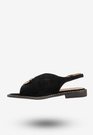 Sandały Damskie Buty Eleganckie Płaski Obcas Skórzana Wkładka Czarne Potocki 25-43329BK