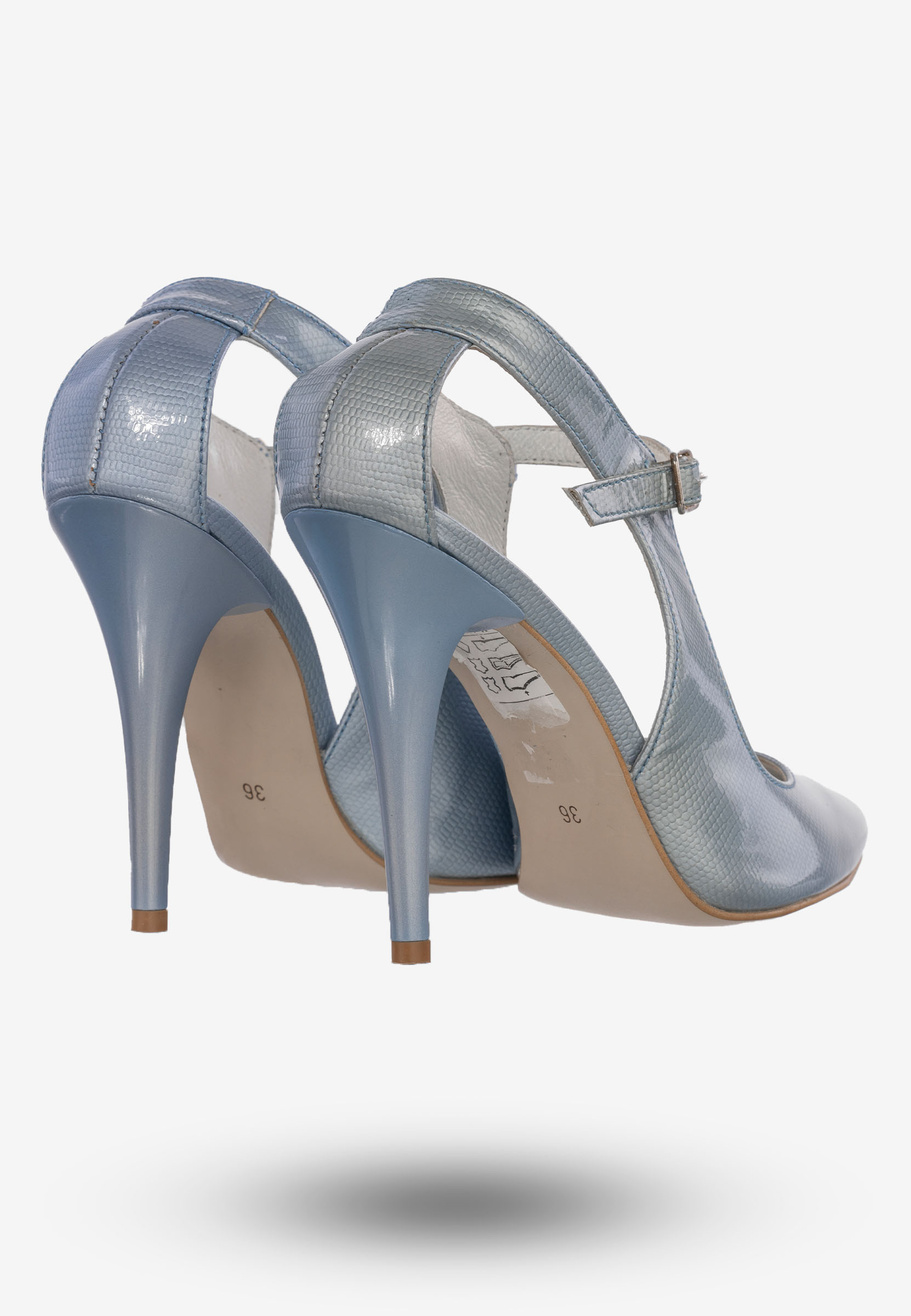 Szpilki Damskie Buty Skóra Naturalna Błękitne Darex C-359/6