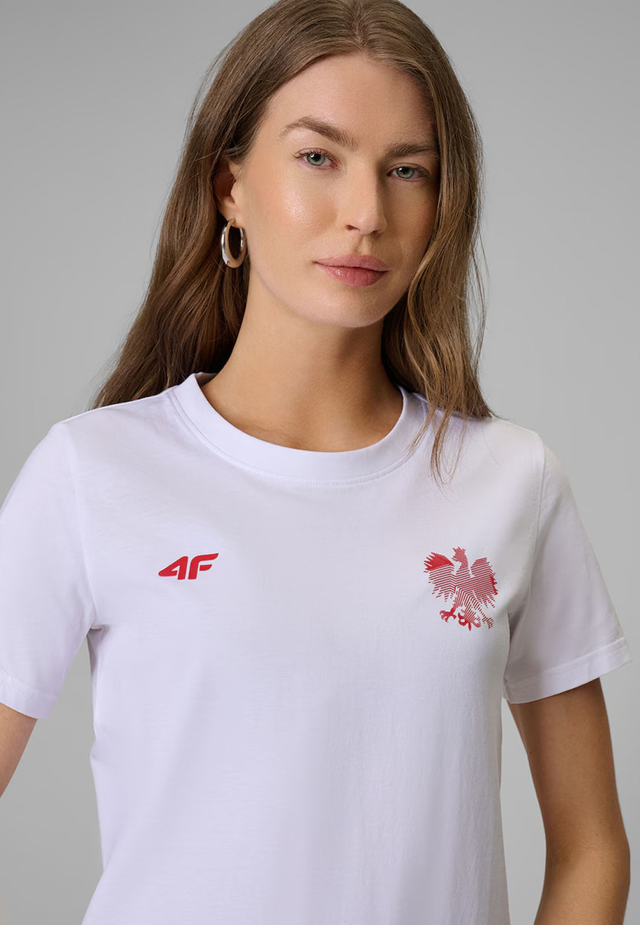 Koszulka Damska 4F Sportowa Bawełniana Polska Orzeł Biały Biała 4FRMM00TTSHF2950