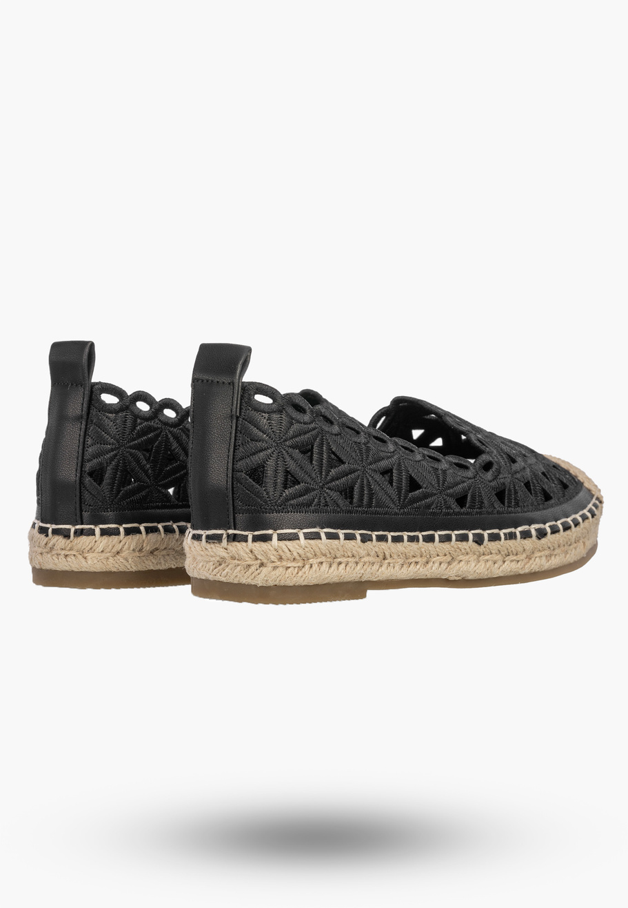 Espadryle Damskie Ażurowe Buty Letnie Wsuwane Plecione Czarne