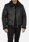 Kożuch Męski Kurtka Czarna Pilotka Slim Fit 15-K-2024
