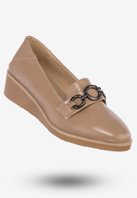 Półbuty Damskie Ekoskóra Eleganckie Buty Na Koturnie M.Daszyński Beżowe MR2265-1