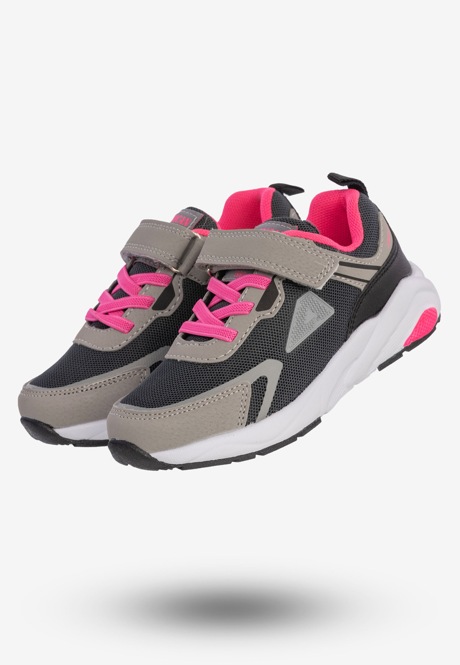 Buty Sportowe Dla Dziewczynki Na Rzepy Dziecięce American Club Szare RL123/23