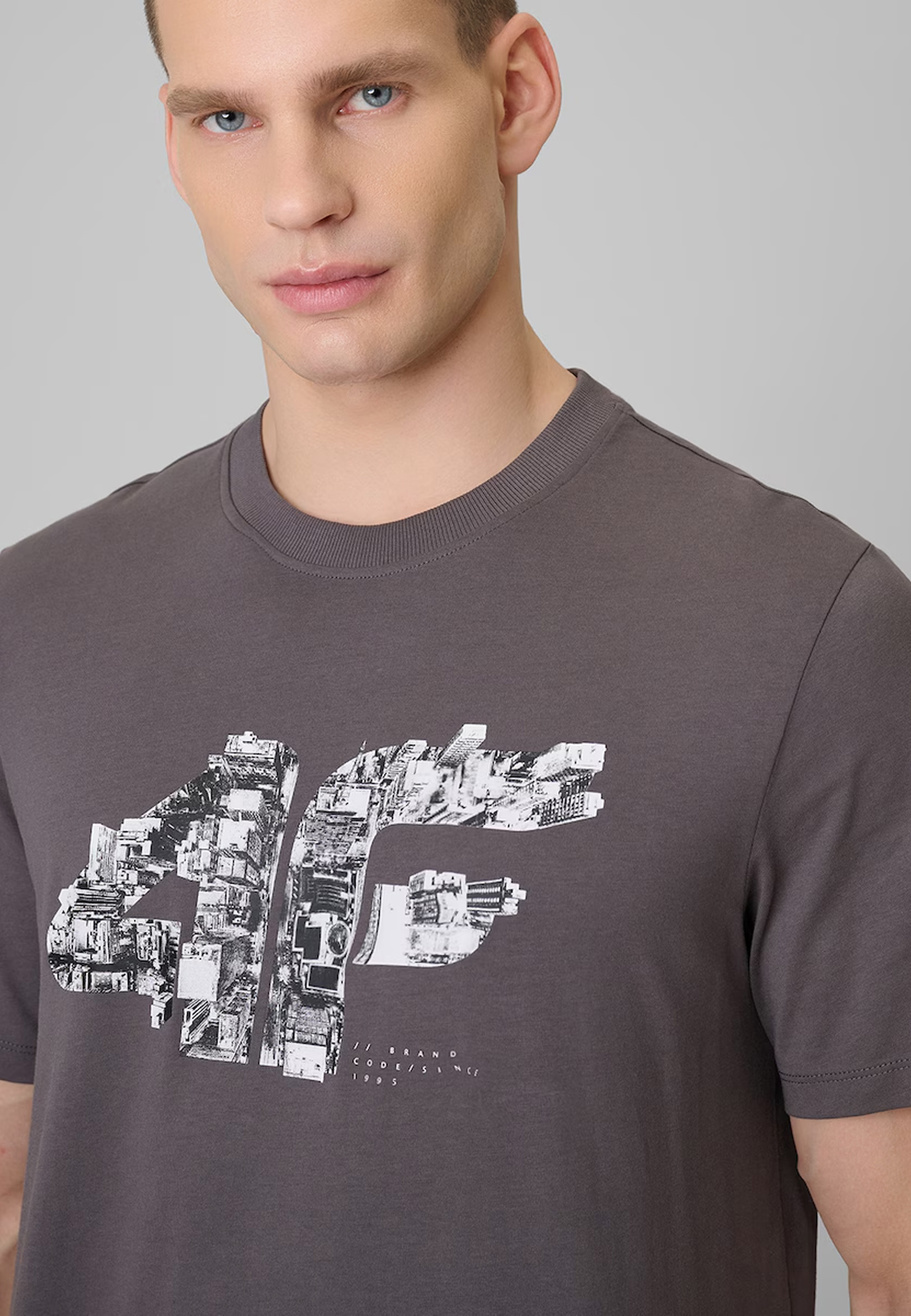 Koszulka Męska 4F T-Shirt Bawełniany Regular Sportowy Szary 4FWSS26TTSHM2659