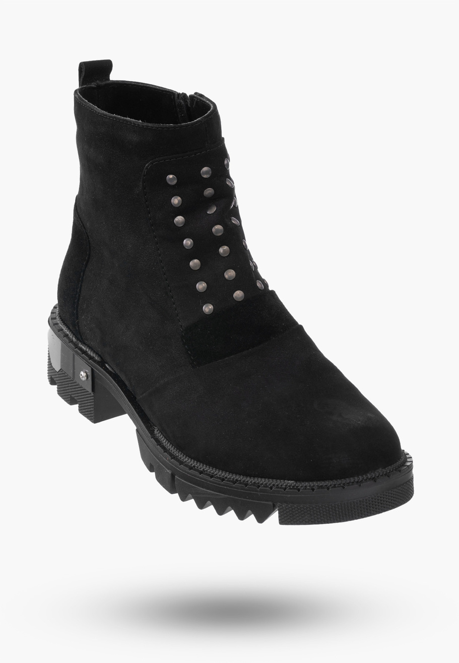 Buty Damskie Botki Trzewiki Czarne Ze Skóry Naturalnej Na Zimę 4044-001-01-5