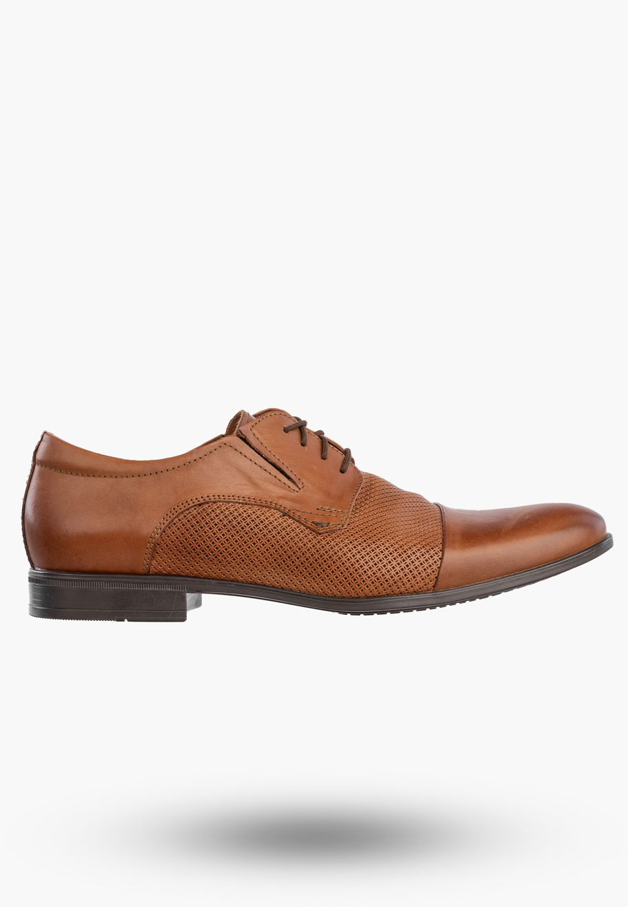 Półbuty Wizytowe Męskie Skórzane Buty Eleganckie Brązowe Lavardii