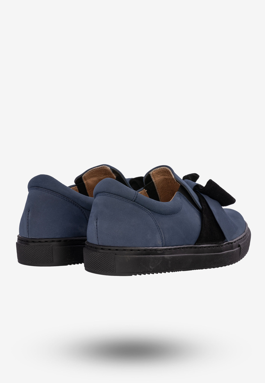 Tenisówki Slip-on Damskie Buty Skórzane Granatowe Korda 1755